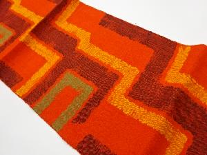 リサイクル　手織り真綿紬抽象模様織出し名古屋帯